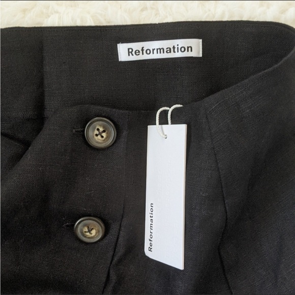 Reformation Linen Candela skirt black Size 12 - Picture 2 of 5